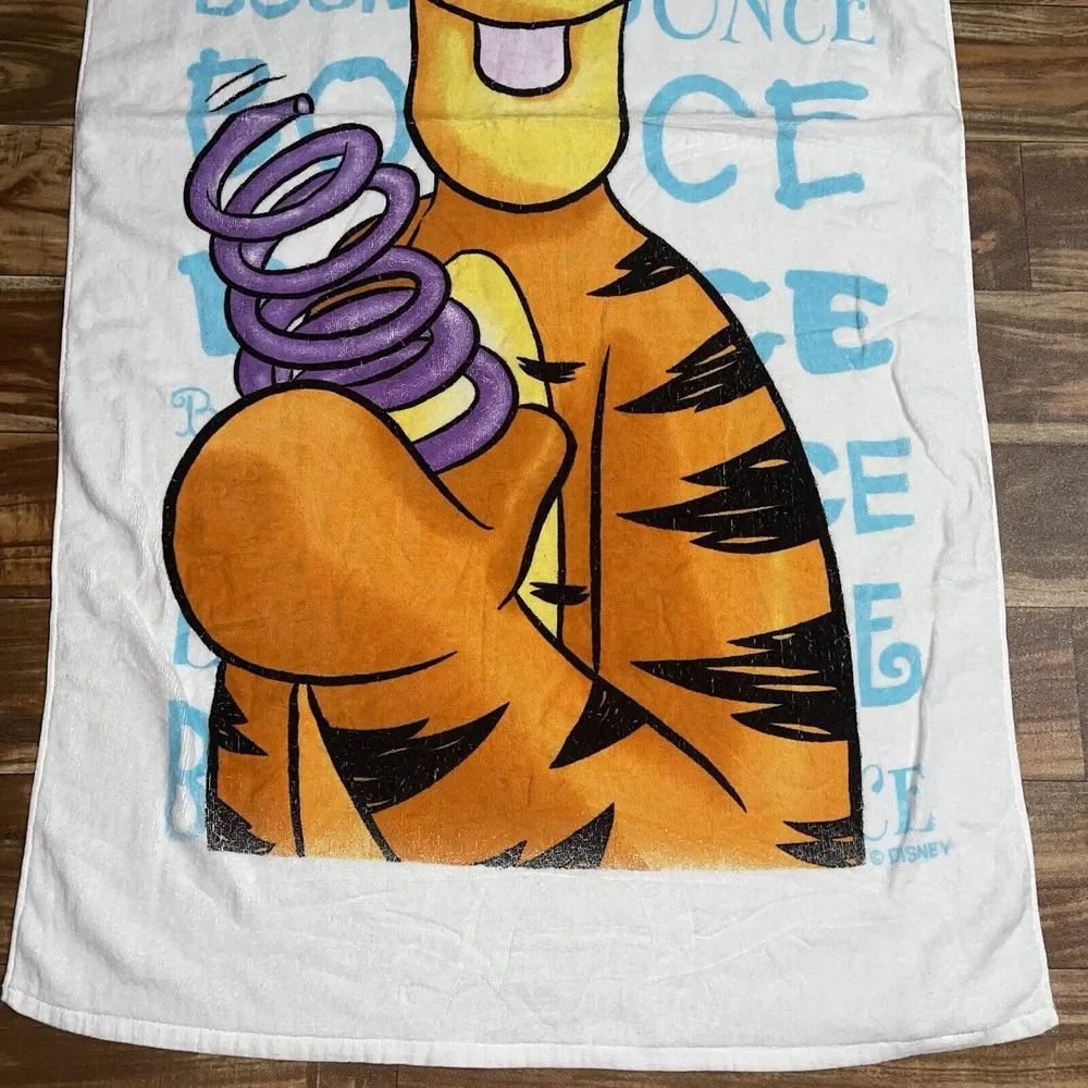 Franco Disney Winnie The Pooh BOUNCE Tigger Cartoon Beach Towel 55”x28” Rare